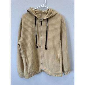 Men's Pale Yellow Quilted Zip Up Hoodie Jacket Casual Comfy Layering-Size XXL